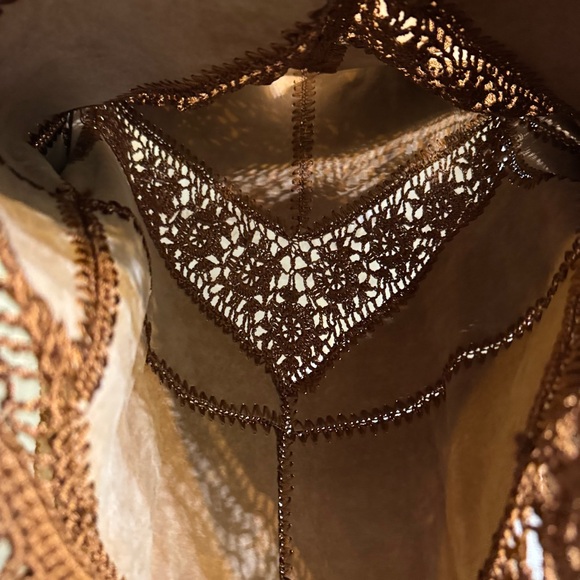 Vintage Y2K Carducci 100% Suede Crocheted Jacket Tan Brown Boho Western  Medium - Picture 10 of 14